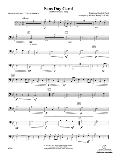 Sans Day Carol: 1st Trombone