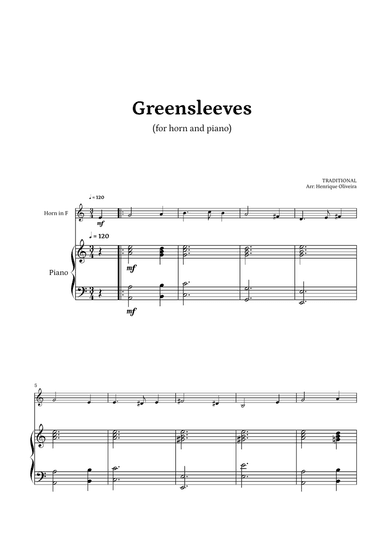 What Child Is This? (Greensleeves) - for horn and piano