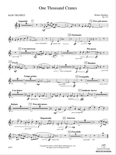 One Thousand Cranes: 3rd B-flat Trumpet