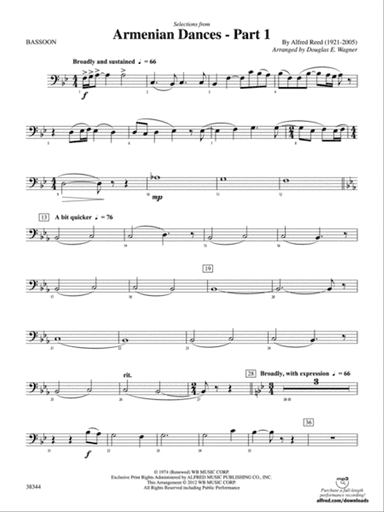 Armenian Dances, Part 1, Selections from: Bassoon
