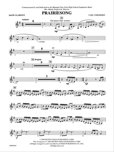 Prairiesong: 2nd B-flat Clarinet