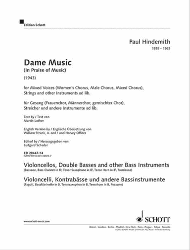 Dame Music (in Praise Of Music) Separate Part (cello And Other Bass Instruments)