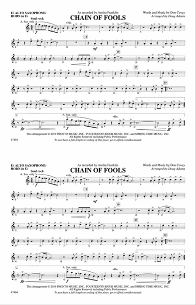 Chain of Fools: E-flat Alto Saxophone