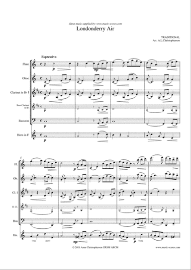 Londonderry Air - Flute, Oboe, Clarinet, Bass Clarinet or Bassoon, French Horn