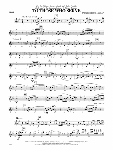 To Those Who Serve: Oboe