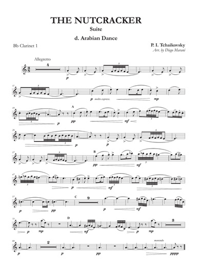"Arabian Dance" from Nutcracker Suite for Clarinet Quartet