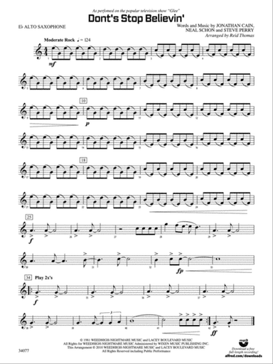 Don't Stop Believin': E-flat Alto Saxophone