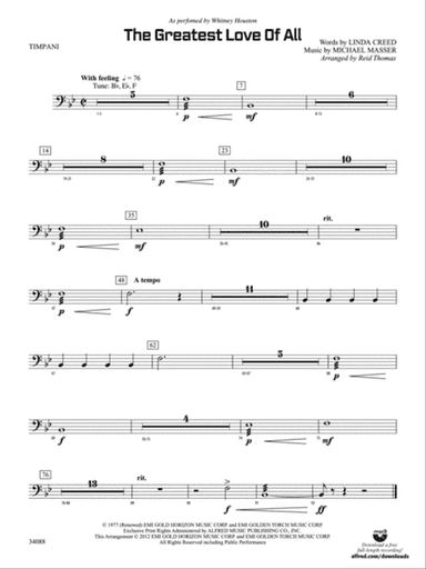 The Greatest Love of All: Timpani