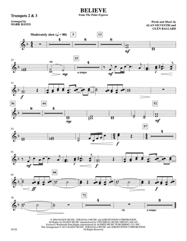 Believe (from The Polar Express): 2nd & 3rd Trumpet