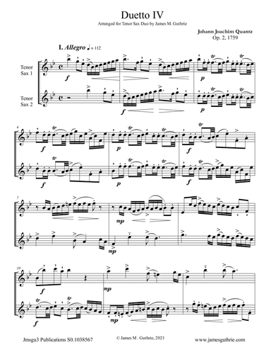 Quantz: Duetto Op. 2 No. 4 for Tenor Sax Duo