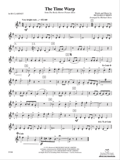 The Time Warp (from The Rocky Horror Picture Show): 1st B-flat Clarinet