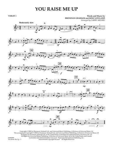 You Raise Me Up - Violin 1