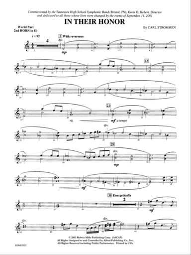 In Their Honor: WP 2nd Horn in E-flat