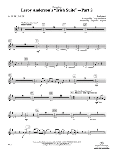 Leroy Anderson's Irish Suite, Part 2 (Themes from): 1st B-flat Trumpet