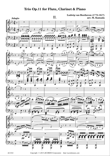 Adagio from Trio Op.11 for Flute, Clarinet & Piano
