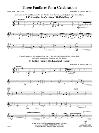 Three Fanfares for a Celebration: (wp) E-flat Alto Clarinet