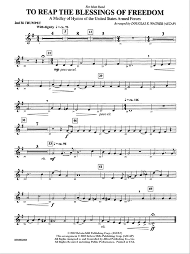 To Reap the Blessings of Freedom (A Medley of Hymns of the United States Armed Forces): 2nd B-flat Trumpet