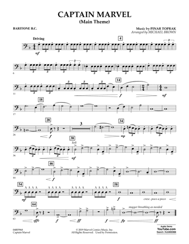 Captain Marvel (Main Theme) (arr. Michael Brown) - Baritone B.C.