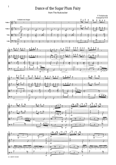 Tchaikowsky Dance of the Sugar Plum Fairy from The Nutcracker, for string quartet, CT008