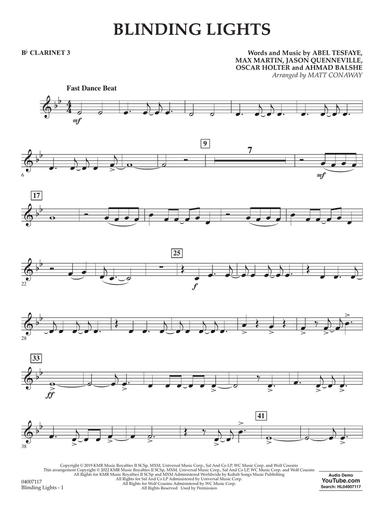 Blinding Lights (arr. Matt Conaway) - Bb Clarinet 3