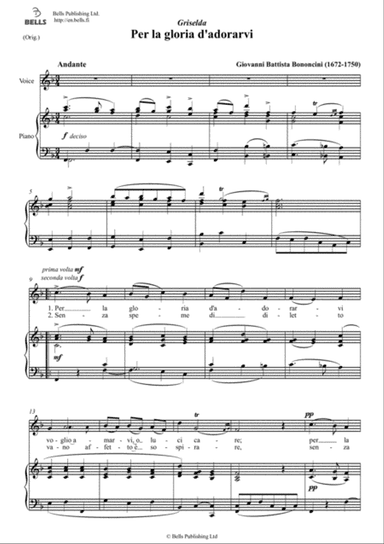 Per la gloria d'adorarvi (Original key. F Major)