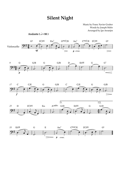 Silent Night For Cello Solo