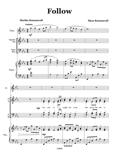 Follow: SATB with Piano Accompaniment