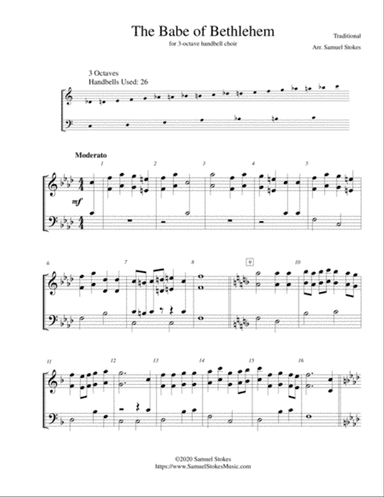 The Babe of Bethlehem (The Babe in Bethlem's Manger Laid) - for 2-octave handbell choir