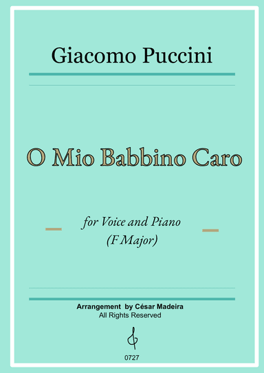 O Mio Babbino Caro by Puccini - Voice and Piano - F Major (Full Score and Parts)