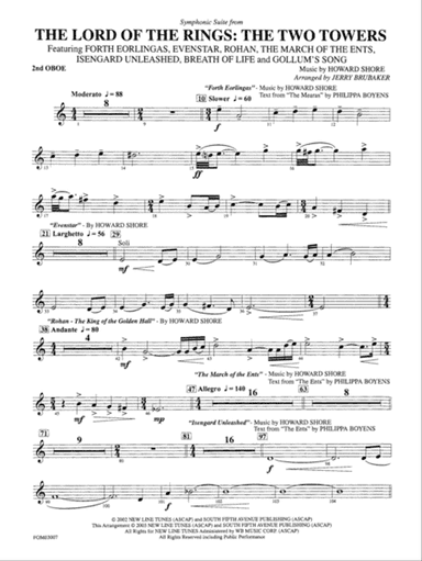 The Lord of the Rings: The Two Towers, Symphonic Suite from: 2nd Oboe