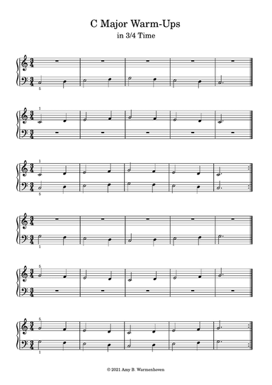 C Major Warm-Ups in 3/4 Time