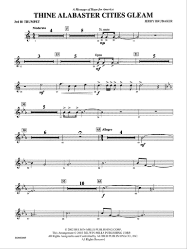 Thine Alabaster Cities Gleam (A Message of Hope for America): 3rd B-flat Trumpet