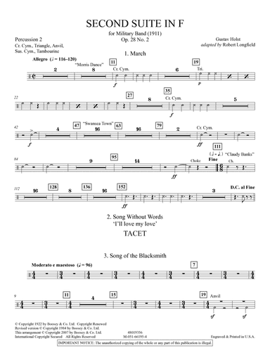 Second Suite in F (arr. Robert Longfield) - Percussion 2