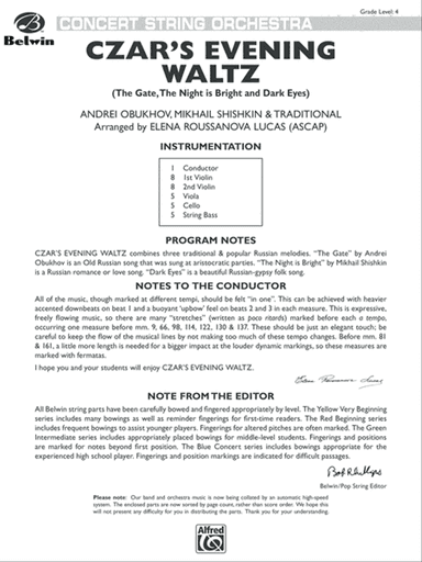 Czar's Evening Waltz: Score