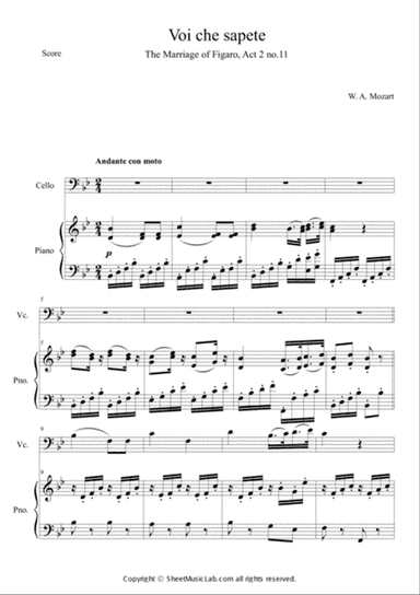 Voi che sapete (The Marriage of Figaro, Act 2 no.11)