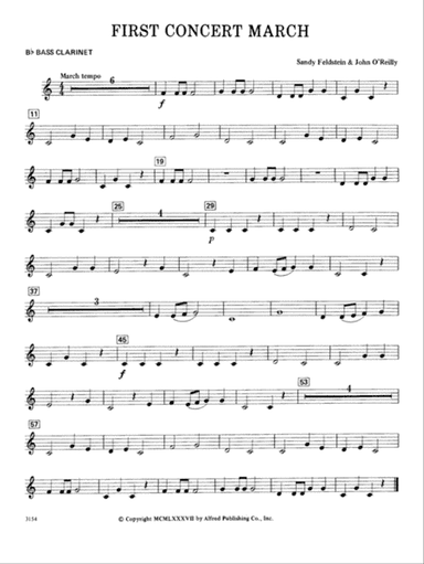 First Concert March: B-flat Bass Clarinet