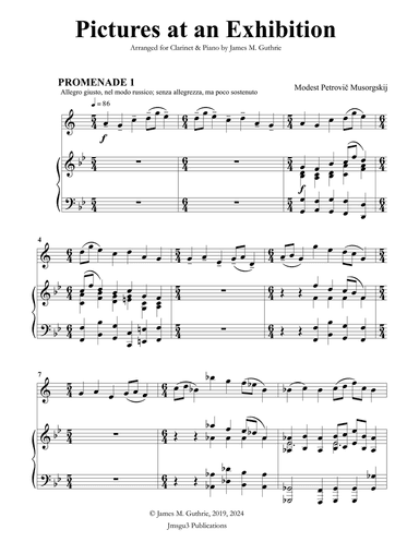 Mussorgsky: Pictures at an Exhibition for Clarinet & Piano