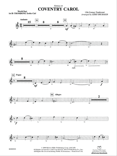 Coventry Carol: (wp) 1st B-flat Trombone T.C.