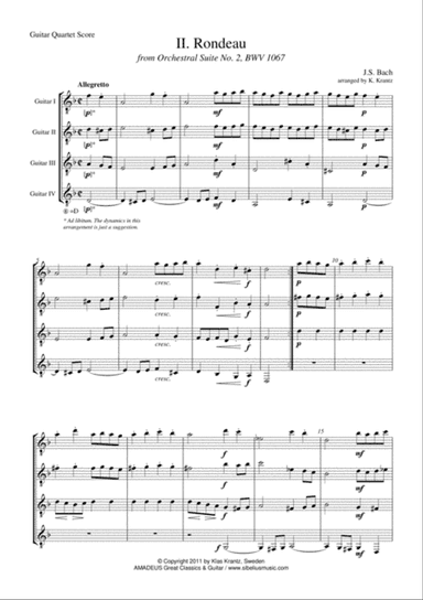Rondeau Suite 2 BWV 1067 for guitar quartet