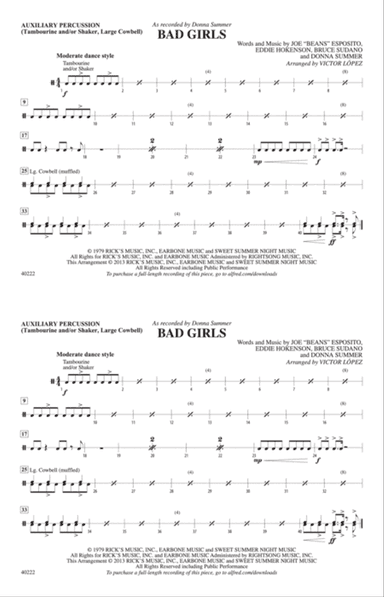 Bad Girls: Auxiliary Percussion