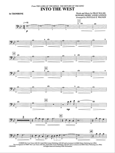 Into the West (from The Lord of the Rings: The Return of the King): 1st Trombone