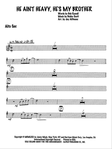 He Ain't Heavy, He's My Brother: E-flat Alto Saxophone