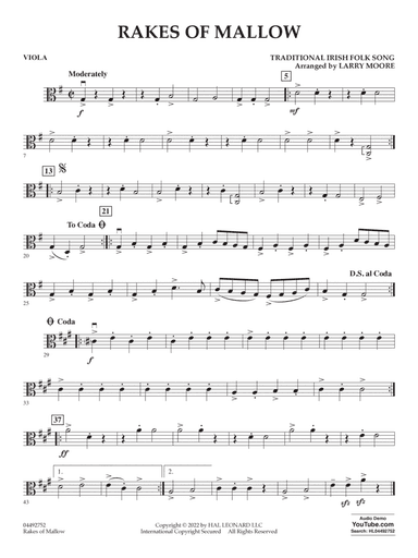 Rakes of Mallow (arr. Larry Moore) - Viola