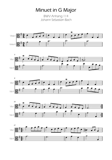Minuet in G major BWV Anh. 114 - Bach - Viola Duet