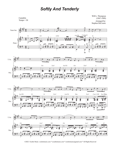 Softly And Tenderly (Tenor Saxophone and Piano)