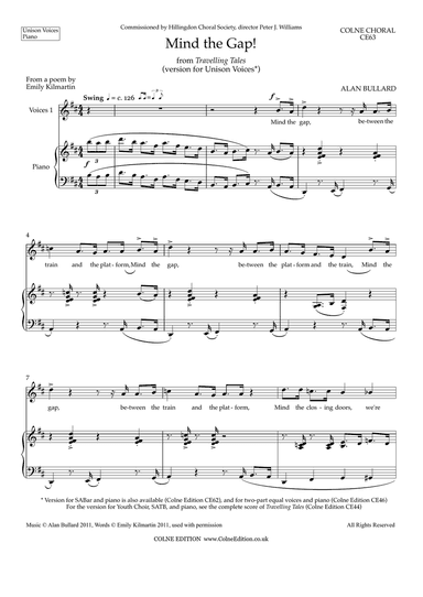 Mind the Gap! (unison voices and piano)