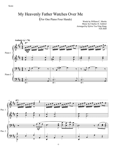 My Heavenly Father Watches Over Me (1 piano 4 hands)