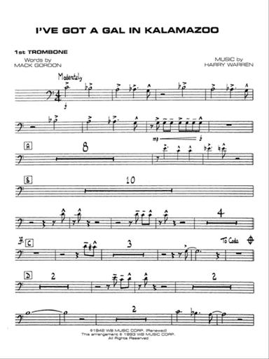 I've Got a Gal in Kalamazoo: 1st Trombone