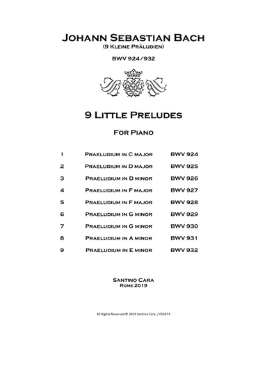 Bach - 9 Little Preludes (Kleine Präludien) BWV 924-932 for Piano