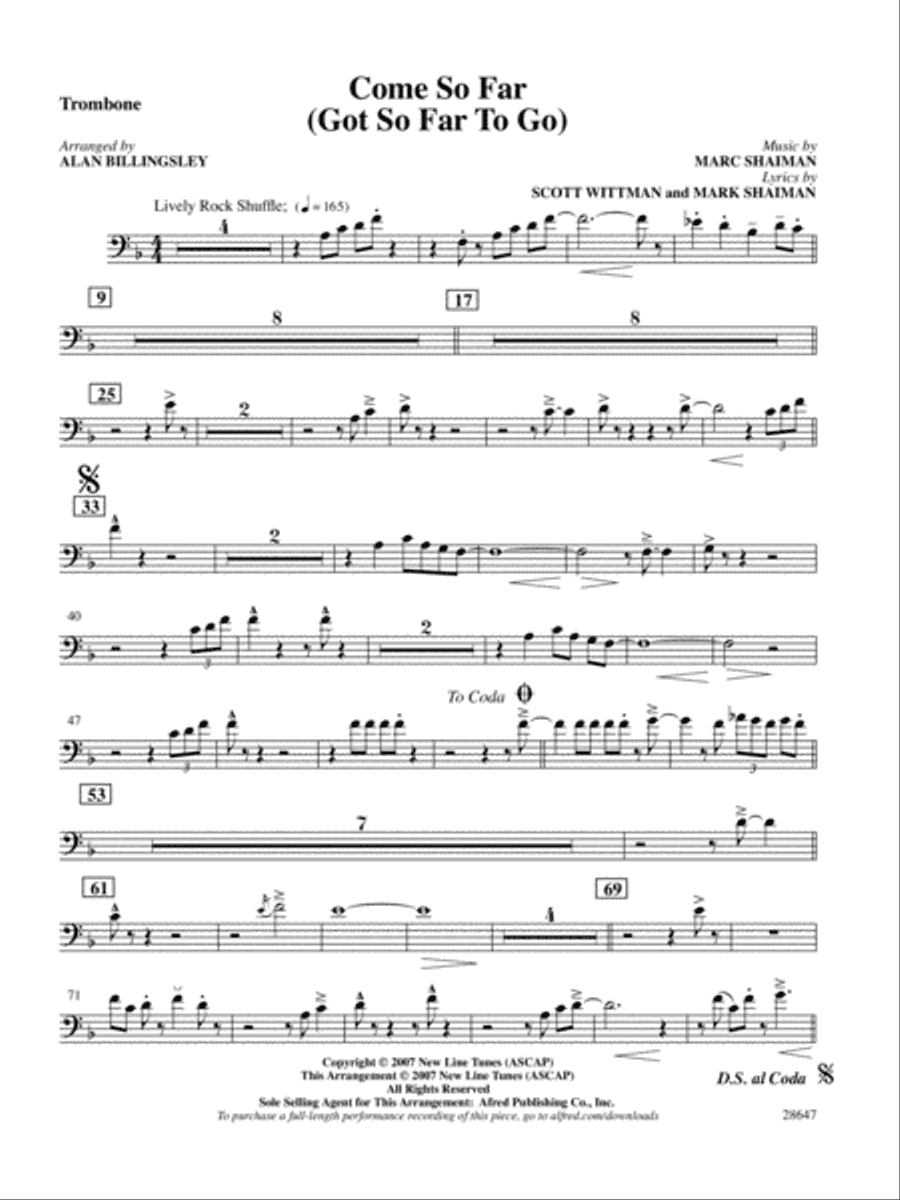 Come So Far (Got So Far to Go) (from Hairspray): 1st Trombone